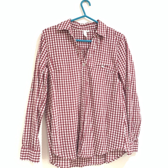 Kut from the Kloth Tops - Kut from the Kloth Red and White Button Down Shirt with Roll-Up Sleeves small